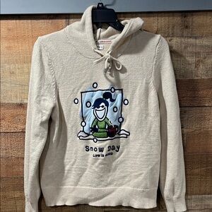 Life Is Good hooded Sweater with Snow Day Design women's medium